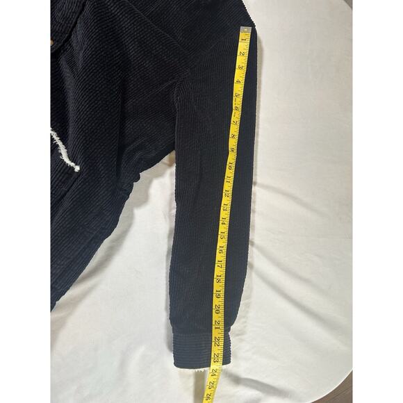 LL Bean Corduroy Sherpa Lined Button Shacket Womens Size Small Black Chore Cozy - Picture 10 of 10